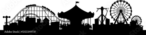 Fun Park Carousel Silhouette Vector
