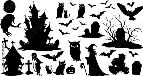Silhouette Halloween vector set