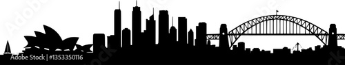 Sydney Australia Skyline Silhouette Vector

