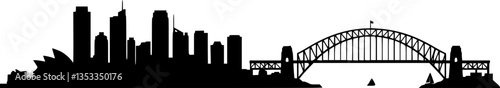 Sydney Australia Skyline Silhouette Vector
