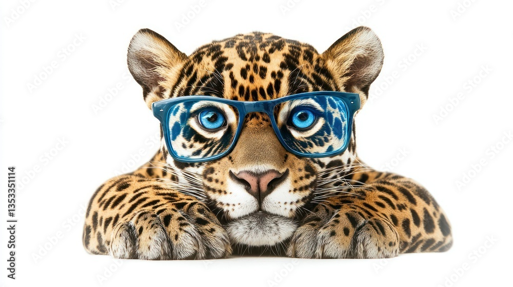 Fototapeta premium Blue Eyed Jaguar isolated on white background