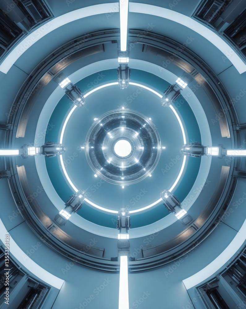 A futuristic abstract architectural design, featuring concentric circular structures with illuminated neon lights A futuristic abstract architectural design, featuring concentric circular structures with illuminated neon lights