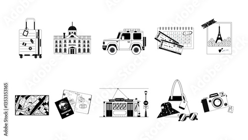 A collection of travel concept vector illustrations