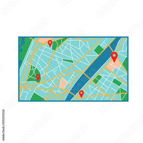 City street map. Travel-themed vector illustration elements