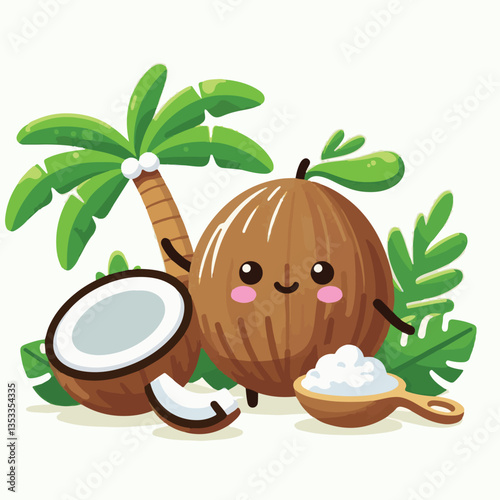 coconut, exotic, tropical, palm, isolated, food, background, fresh, leaf, cut, half, brown, coco, nature, nut, healthy, natural, fruit, white, ingredient, diet, piece, milk, shell, break, green, organ