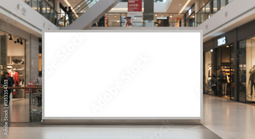 Blank Advertising Billboard Mockup in Modern Shopping Mall