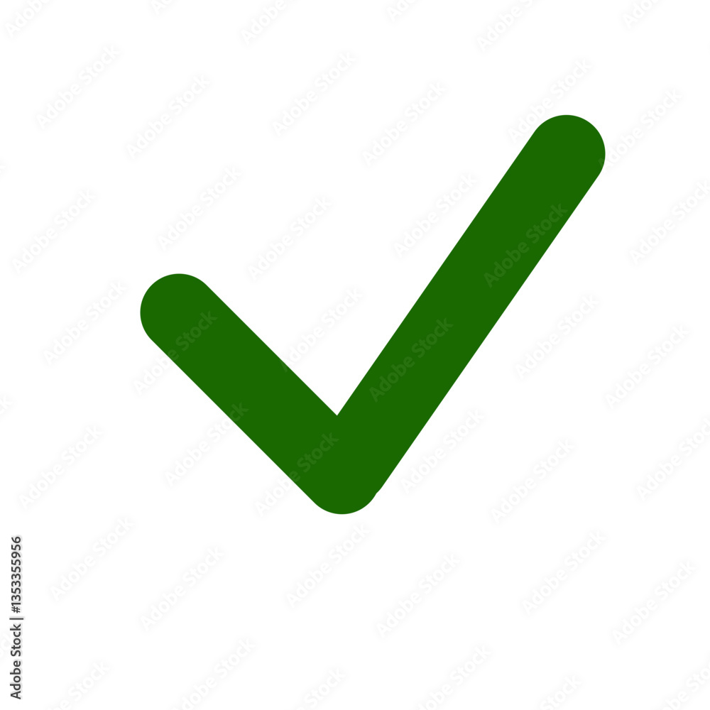 Green check mark icon, symbol of confirmation and success. Green check mark icon, symbol of confirmation and success.