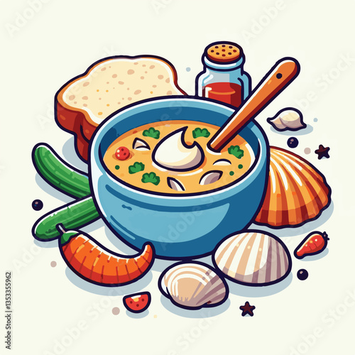 food, delicious, chowder, bowl, soup, clam, seafood, dinner, potato, meal, gourmet, cream, creamy, healthy, lunch, shellfish, fresh, cuisine, parsley, spoon, dish, milk, white, bread, hot, american, b