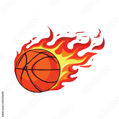 Flaming Basketball Vector