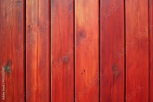 Vibrant red wooden planks background for rustic designs and textures, featuring natural wood grain photo