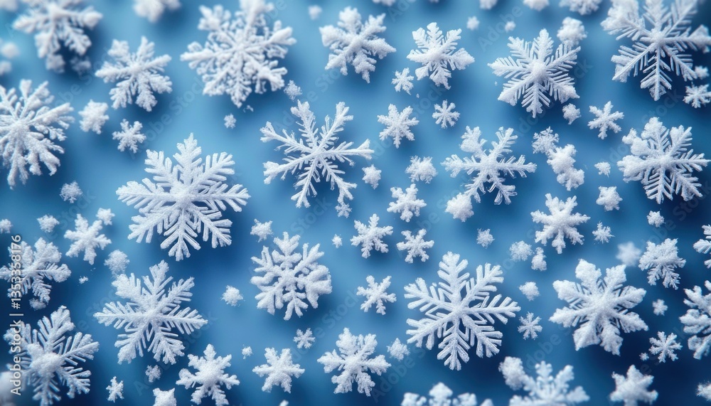 Symmetrical Snowflake Pattern on Cool Blue Winter Background Symmetrical Snowflake Pattern on Cool Blue Winter Background