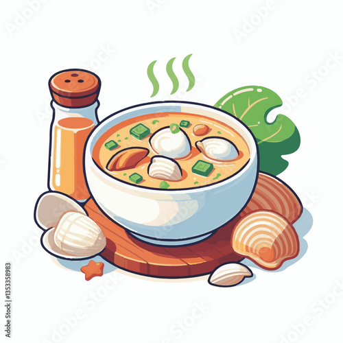 food, delicious, chowder, bowl, soup, clam, seafood, dinner, potato, meal, gourmet, cream, creamy, healthy, lunch, shellfish, fresh, cuisine, parsley, spoon, dish, milk, white, bread, hot, american, b