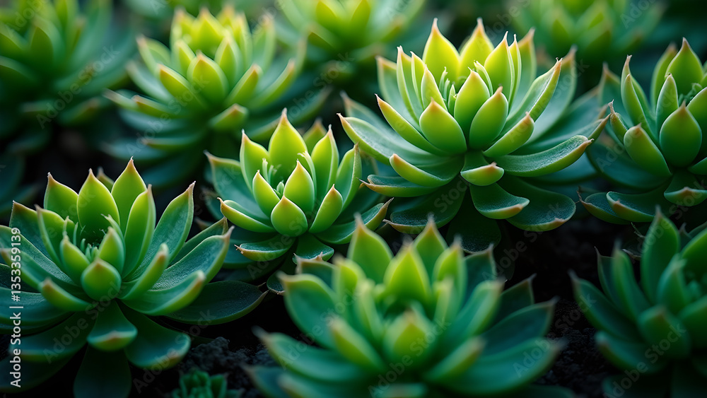 Succulent Rosettes: Verdant Botanical Display Succulent Rosettes: Verdant Botanical Display