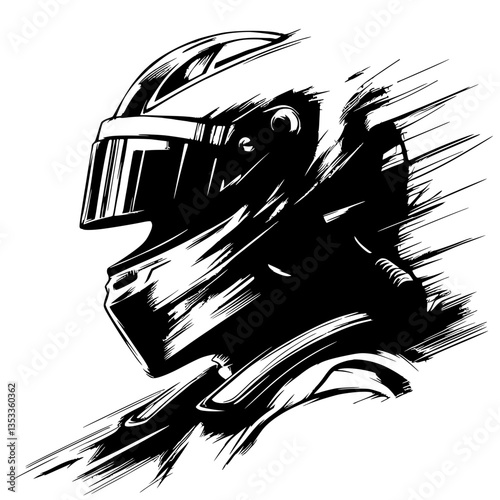 Silhouette portrait of a racer with abstract splashes