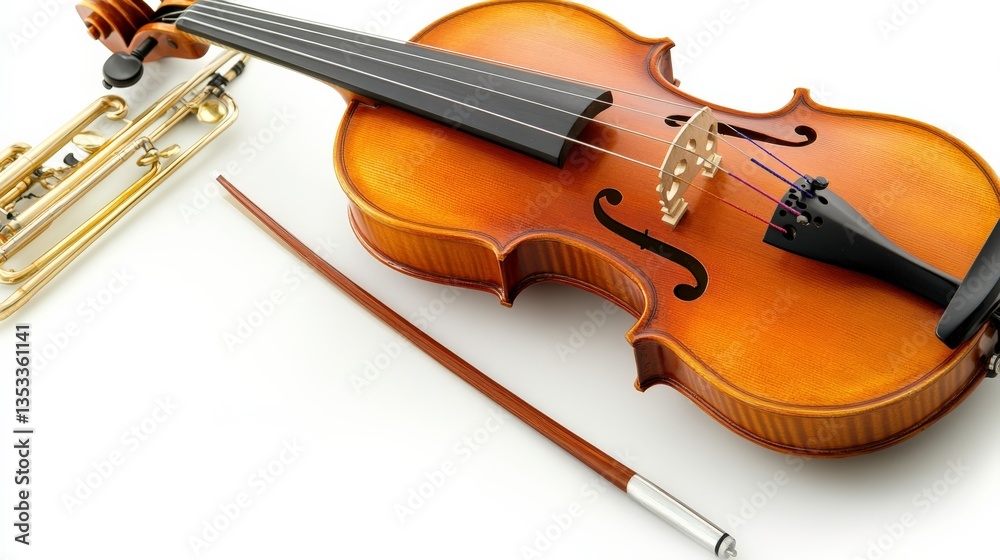 Fototapeta premium Musical Instruments on a Vibrant White Background