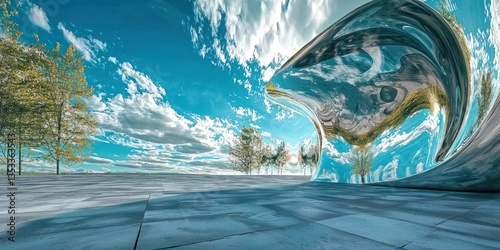 A distorted mirror reflection where the world bends in unexpected ways