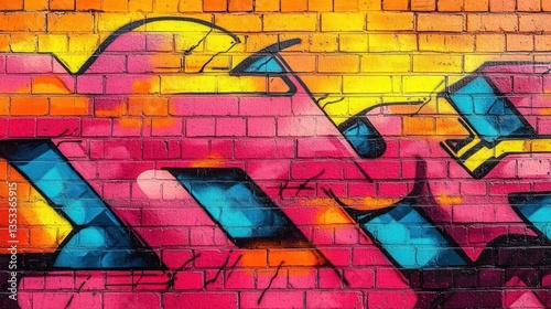 Vibrant Graffiti Mural on Brick Wall Bold Colorful Street Art Creative Expression Urban Design