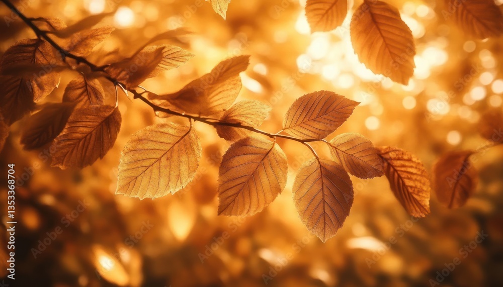 Golden Autumn Leaves Nature Background Photorealistic Fall Foliage