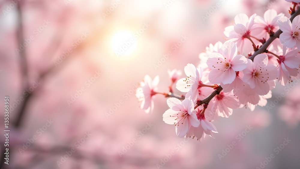 Radiant Cherry Blossoms bathed in Golden Sunlight Radiant Cherry Blossoms bathed in Golden Sunlight