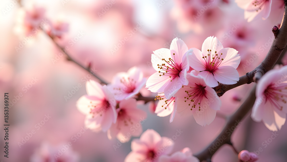 Obraz premium Delicate Blossoms of Springtime on a Tree Branch