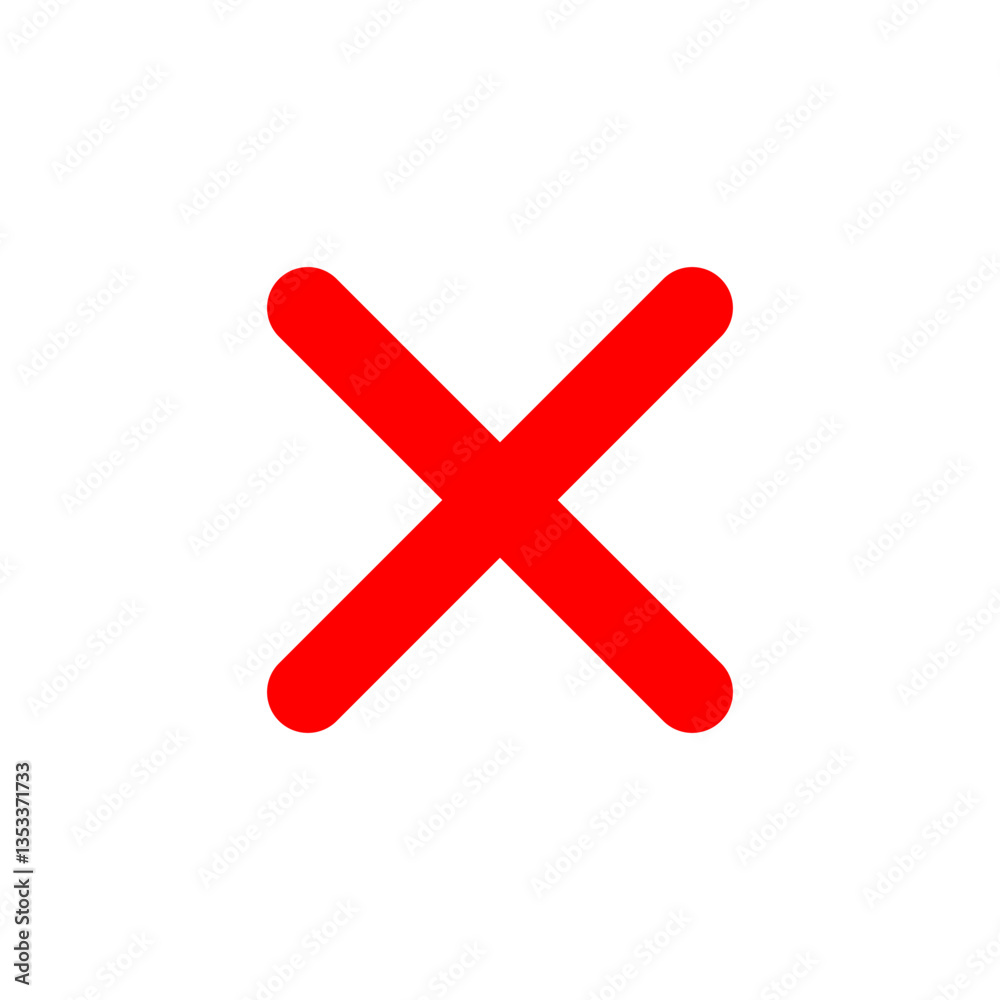 Red cross mark. Red cross. Cross icon. Cancel icon. Delete icon. Rejection. No. X icon. Red cross mark. Red cross. Cross icon. Cancel icon. Delete icon. Rejection. No. X icon.