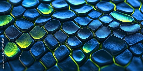 Blue and green reptile skin pattern texture background