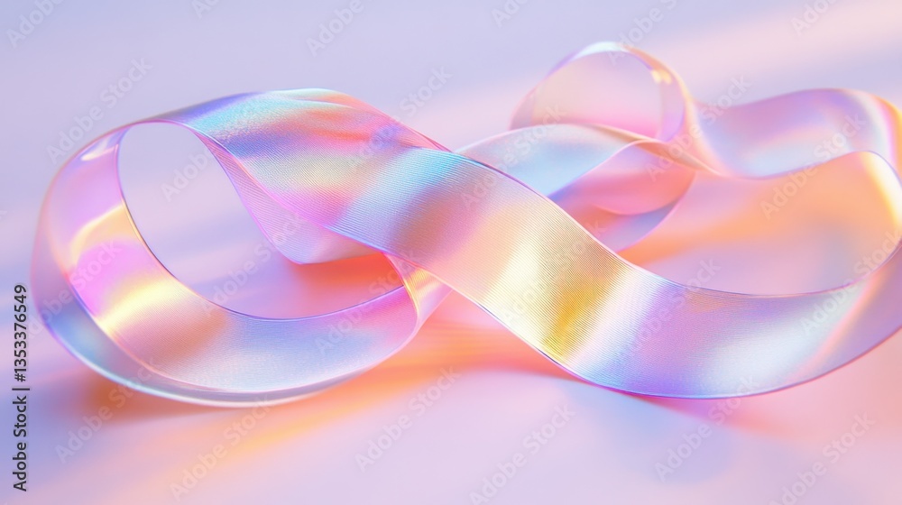 Glass morphism style ribbon with holographic reflections, soft pastel gradients, and a dreamlike floating effect. Glass morphism style ribbon with holographic reflections, soft pastel gradients, and a dreamlike floating effect.