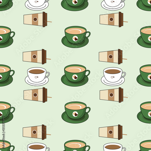 Coffee, tea seamless pattern. Coffee, tea illustration. Coffee, tea background. Perfect for fabric, textile, wallpaper, decor, illustration, print, packaging of products