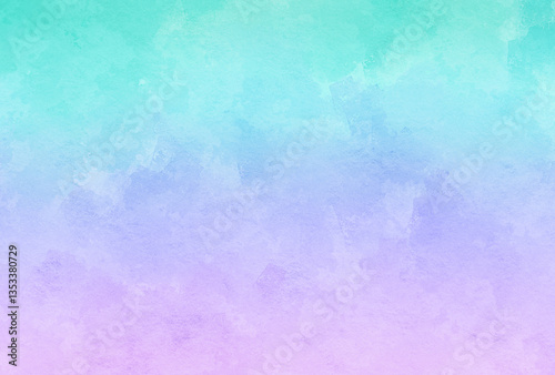 透明感のある水色と紫のグラデーションの水彩背景　テクスチャ素材