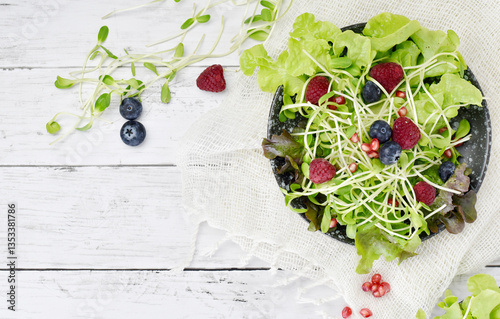 mixed salad on the grunge wooden table