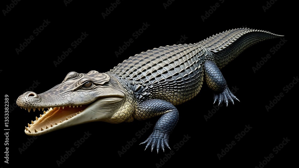 Fototapeta premium crocodile isolated on black background