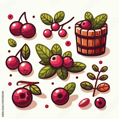 red, fruit, food, cranberry, ripe, berry, organic, juicy, isolated, background, fresh, healthy, sweet, group, green, cowberry, lingonberry, vitamin, cranberries, leaf, white, leaves, raw, natural, ber
