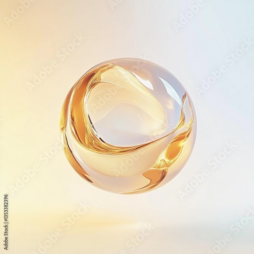 Luxurious Skincare Serum Droplet with Glass-Like Texture on Pastel Background