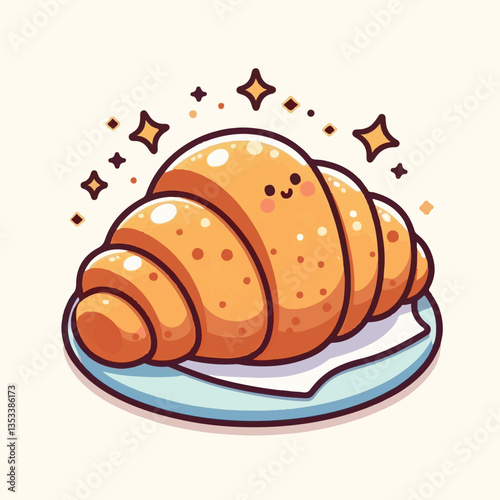 croissant, food, dessert, bakery, breakfast, delicious, cafe, snack, pastry, french, bread, sweet, meal, fresh, tasty, isolated, bake, background, cuisine, vector, eat, morning, crust, illustration, d