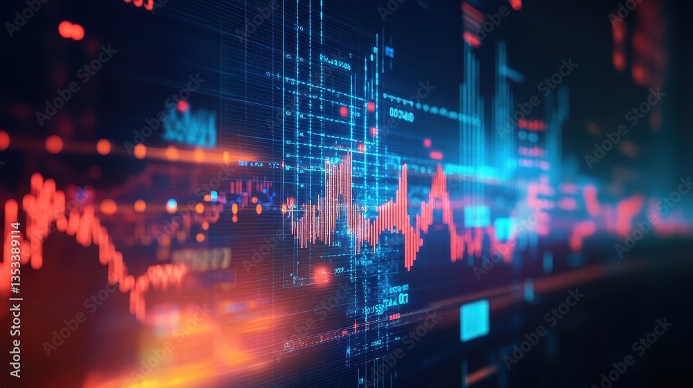 Fototapeta premium Business-themed background with a stock chart, corporate icons, and economic data, dynamic market trends, [stock chart, business], [corporate finance] 