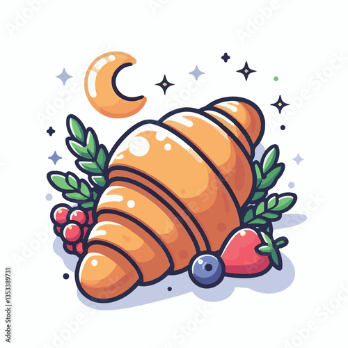croissant, food, dessert, bakery, breakfast, delicious, cafe, snack, pastry, french, bread, sweet, meal, fresh, tasty, isolated, bake, background, cuisine, vector, eat, morning, crust, illustration, d