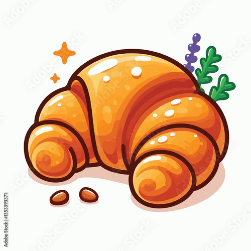 croissant, food, dessert, bakery, breakfast, delicious, cafe, snack, pastry, french, bread, sweet, meal, fresh, tasty, isolated, bake, background, cuisine, vector, eat, morning, crust, illustration, d