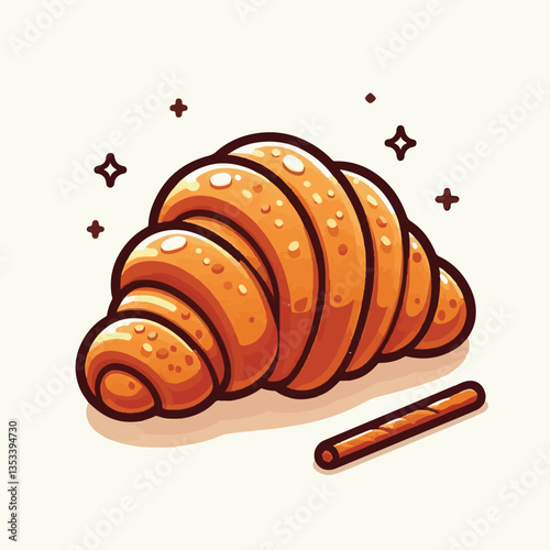 croissant, food, dessert, bakery, breakfast, delicious, cafe, snack, pastry, french, bread, sweet, meal, fresh, tasty, isolated, bake, background, cuisine, vector, eat, morning, crust, illustration, d