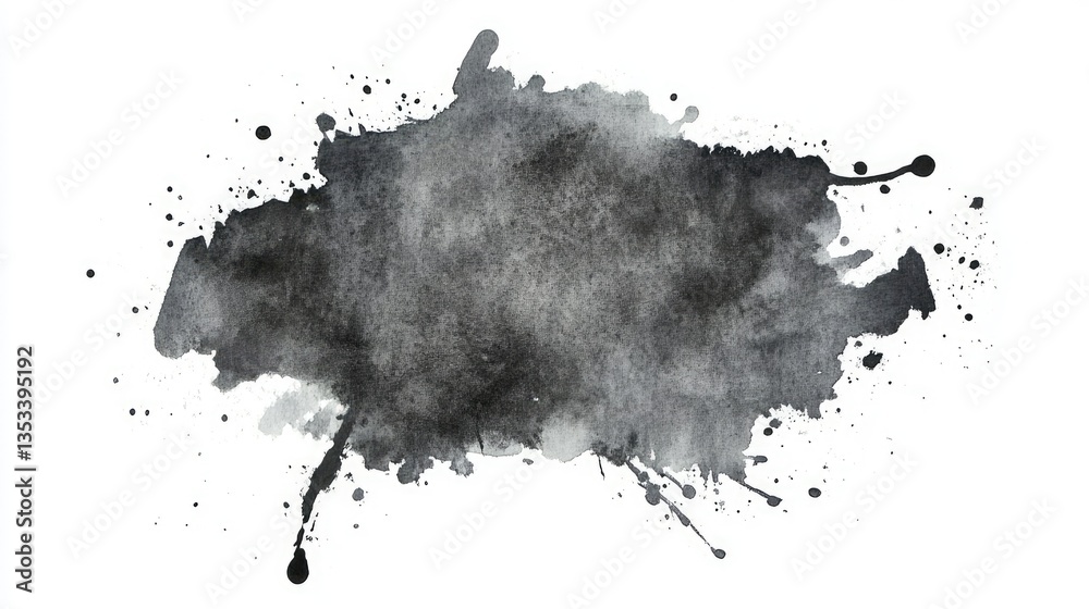 Fototapeta premium Abstract black ink splash on white background, creating a dramatic artistic effect for creative projects