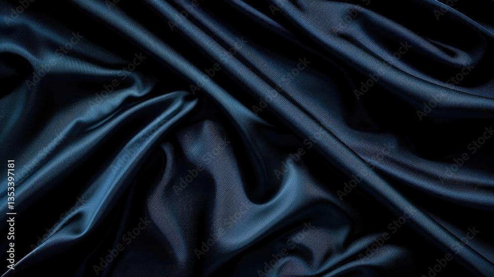 Fototapeta premium Elegant flowing satin fabric in various shades of blue