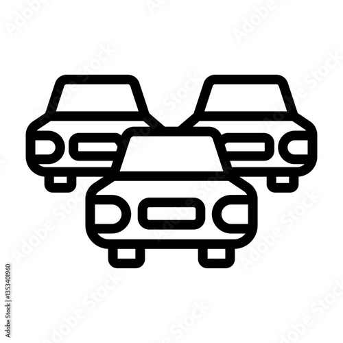 Rental Fleet Vector Line Icon Design