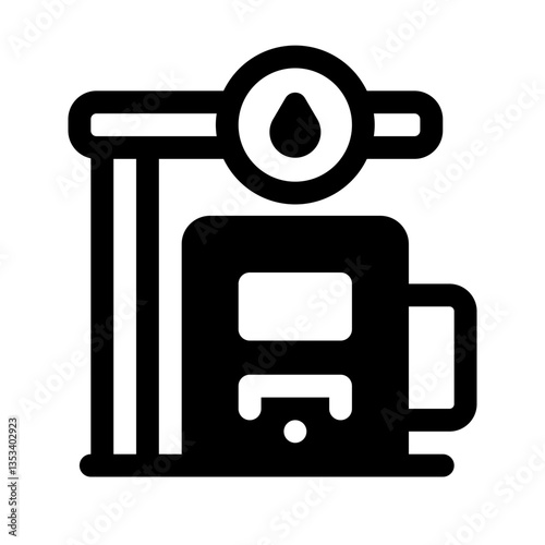Petrol Station Glyph Icon. Single icon, glyph vector icon