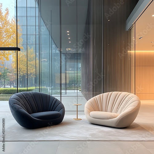 Modern Lounge Chairs for Office Lobby, City View.