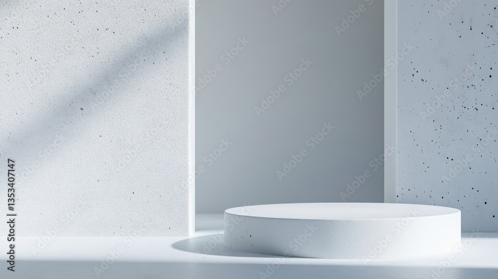 Fototapeta premium White Product Display, Minimalist Background, Empty Stage