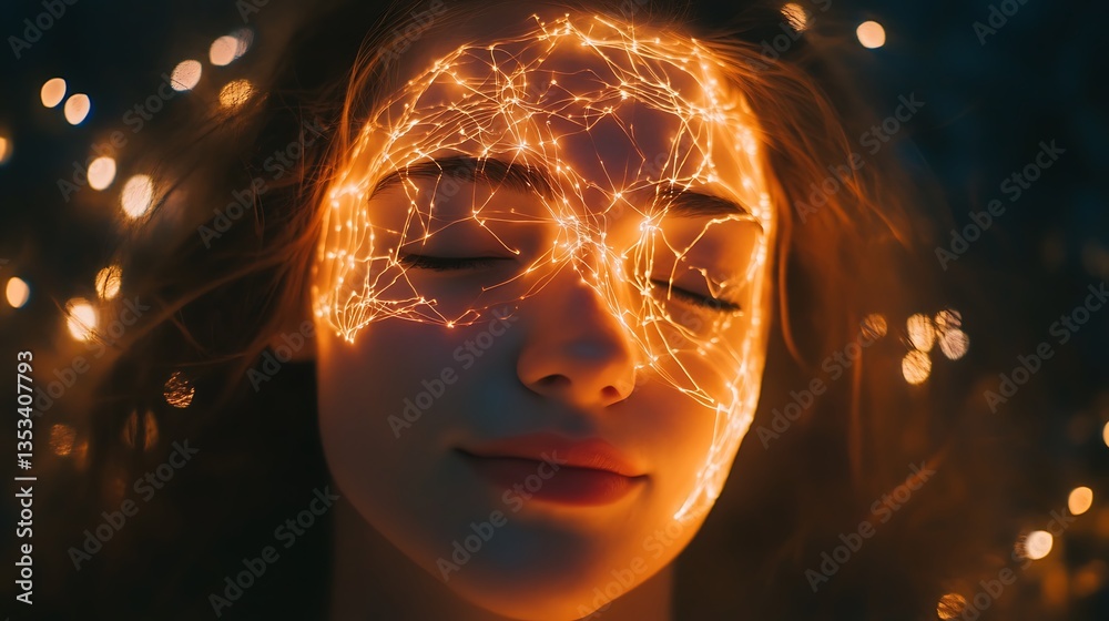 Glowing brain with interconnected neural networks for an educational content thumbnail on science Glowing brain with interconnected neural networks for an educational content thumbnail on science
