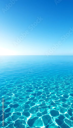 Calm Ocean Surface with Turquoise Water and Reflections Under Blue Sky phone background wallpaper