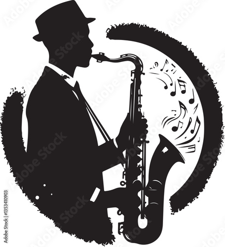 Jazz Saxophone Silhouette – Classic Musical Art for Jazz Lovers