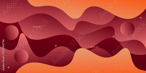 Modern orange and red geometric business banner design. Creative banner design with wave and circle shape as template. Simple horizontal banner. Vector Eps10