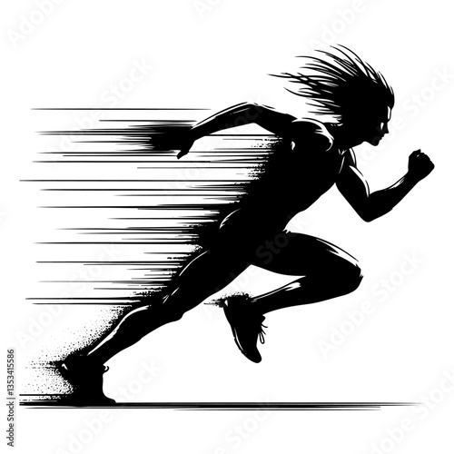 Sprinting Athlete Silhouette Depicting Speed and Motion Expression