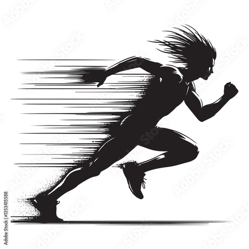 Vector Illustration of a Runner in Full Speed Athletic Motion